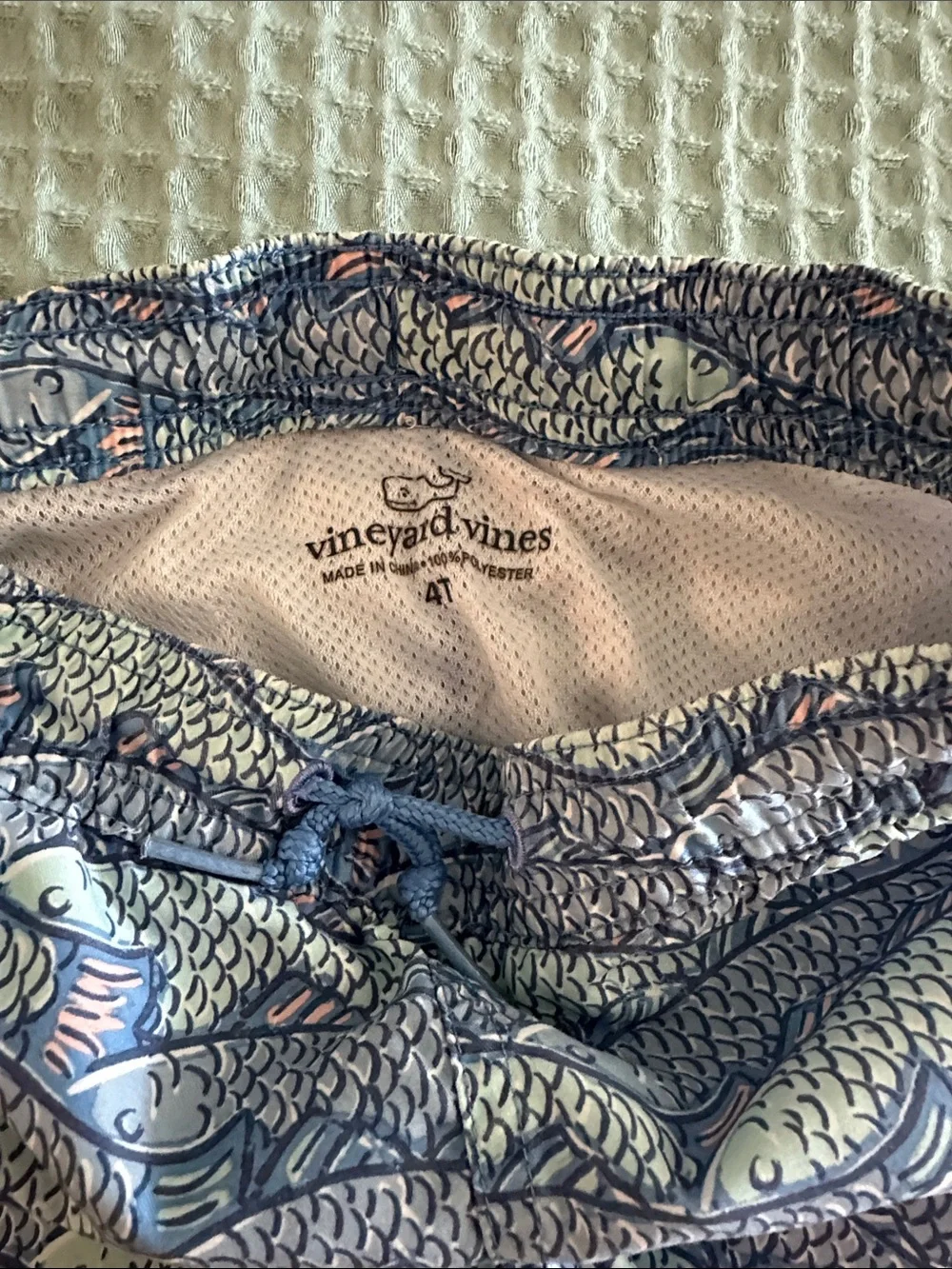 Vineyard Vines Boys Light Blue Fish Pattern Swim Trunks